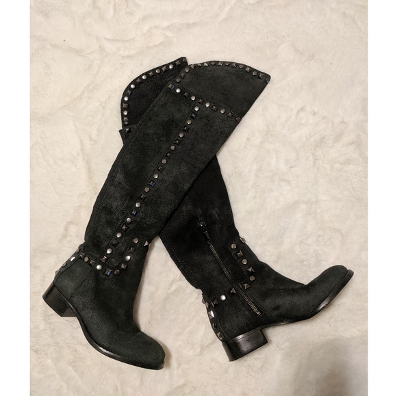 Tory Burch Rhett Over the Knee suede studded boots - Picture 6 of 8